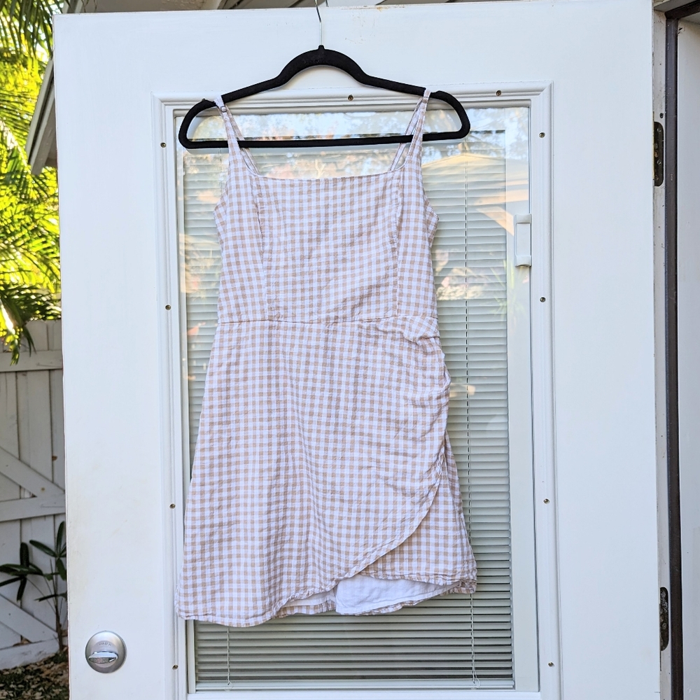 Abercrombie Plaid Scoop Neck Wrap Mini Dress, size M - Picture 2 of 7
